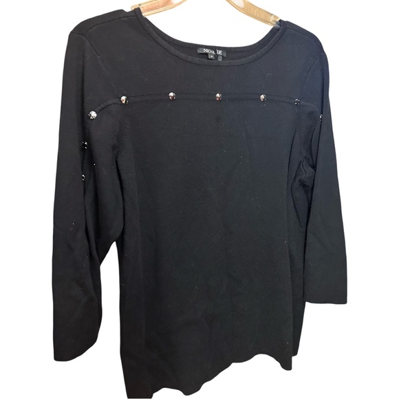 Nic + Zoe black, bead embellished sweater - Picture 1 of 9